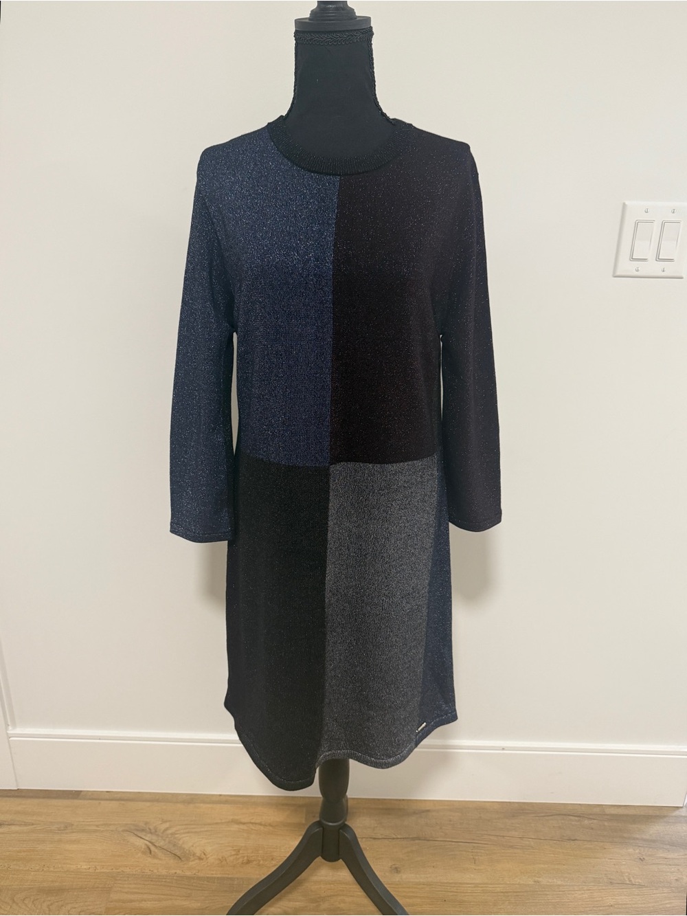 Color by Numbers Redlo Sparkle Color Block Knit Dress Size 5 Long Sleeve Shimmer - Picture 4 of 10